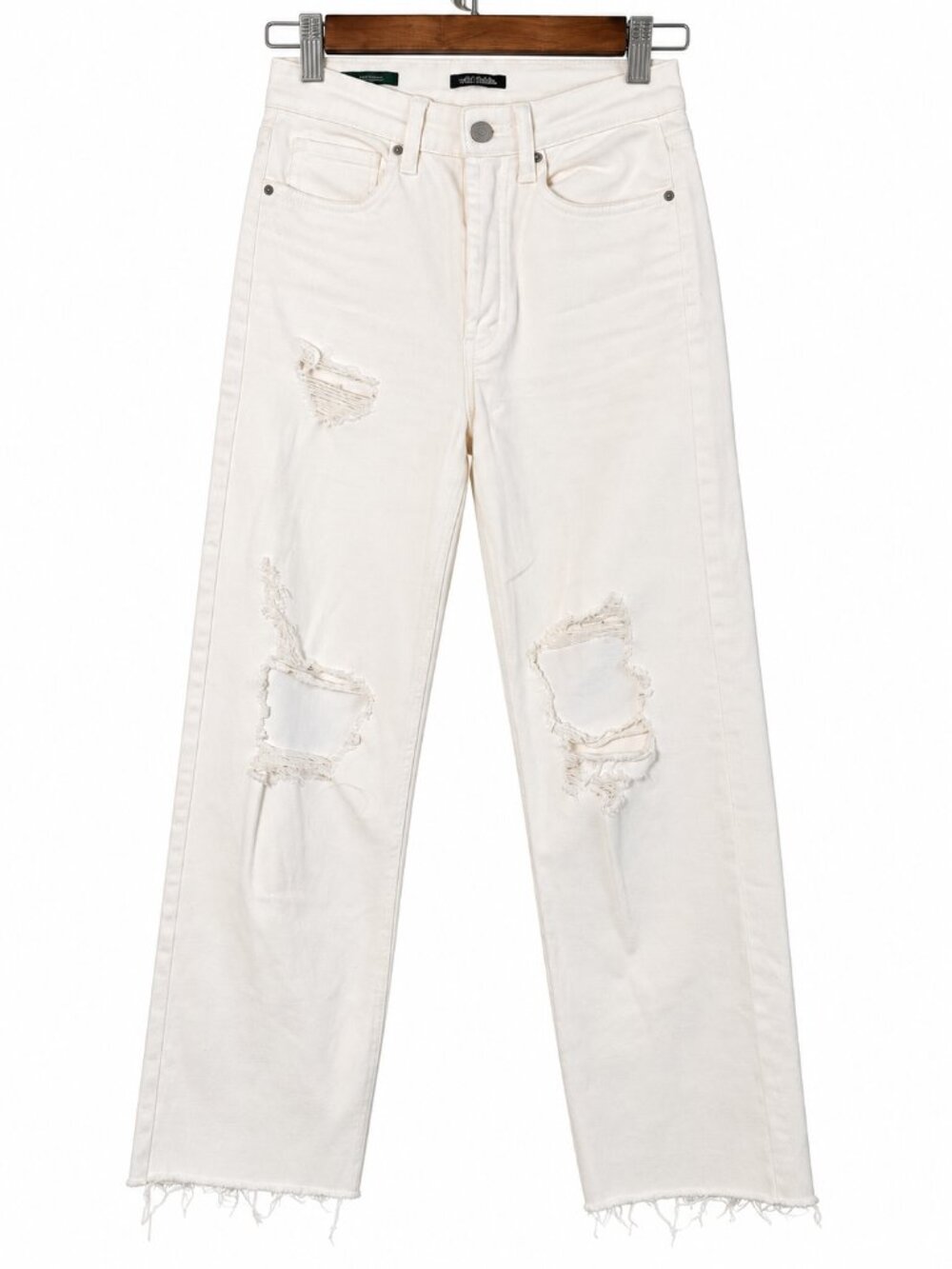 Wild Fable High-Rise Distressed Straight Leg Jeans in an off-white/cream shade